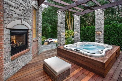 Jacuzi Outdoor Deck Hot Tub Backyard Hot Tub Patio Hot Tub Landscaping