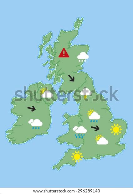 Weather Map United Kingdom Stock Vector Royalty Free 296289140