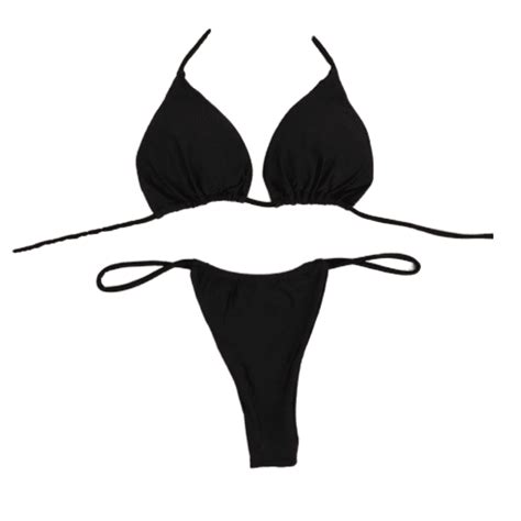 2pcs Women Summer Swimwear Bikini Set Bra Tie Side G String Thong Beach