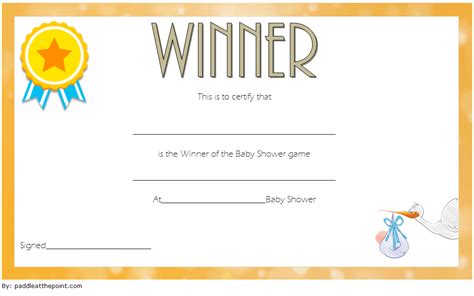 Free Baby Shower Game Winner Certificate Template 2 Certificate