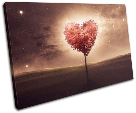 Heart Bedroom Romantic Night Love Single Canvas Wall Art
