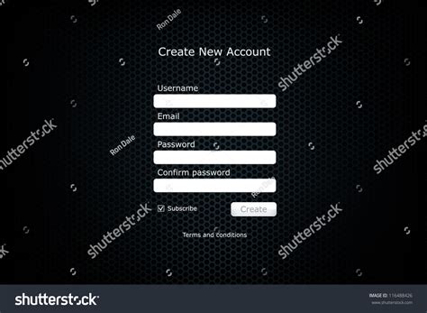 Registration Form Page With Metal Cell Background Create New Account