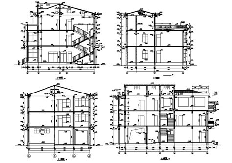 Ground Floor To Second Floor Elevation And Section House Detail Dwg