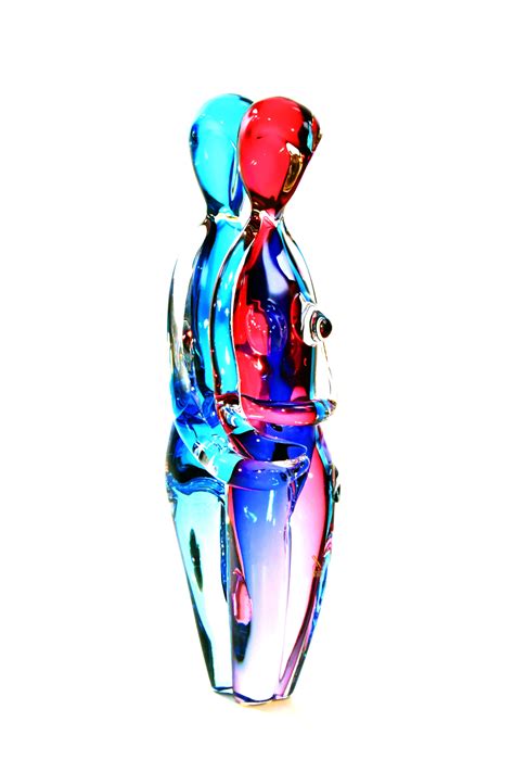 Abstract Lovers Embrace Fine Art Glass Sculpture By