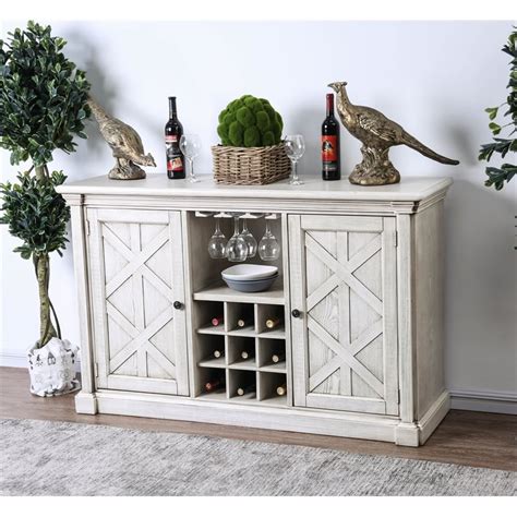 The unit was painted black, but the original paint shows through. Furniture of America Cassie Wine Rack Buffet in Antique ...