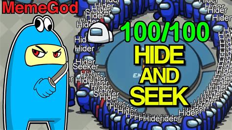 100 Players Hide And Seek Among Us Youtube