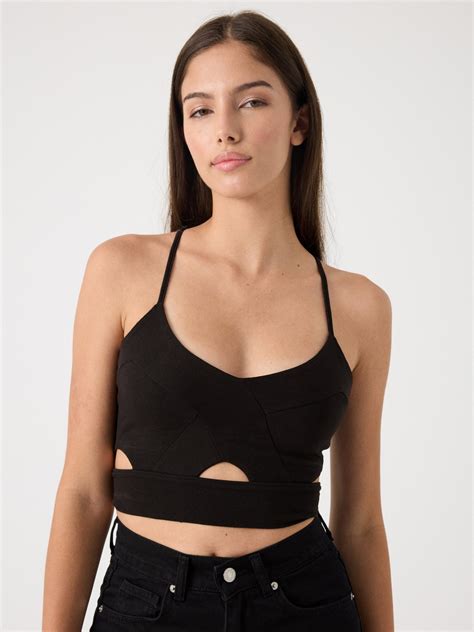 Top Cropped Cut Out Womens Tops And Bodysuits Inside