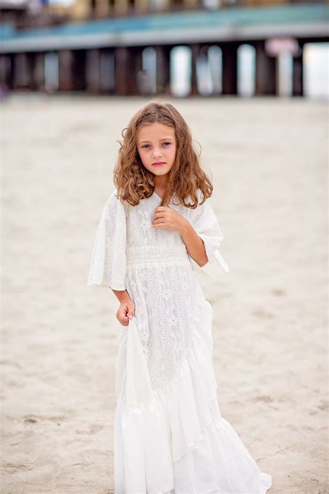 Girls Beach Maxi Dress Vintage Lace Baby Ruffle Dress Tween Etsy