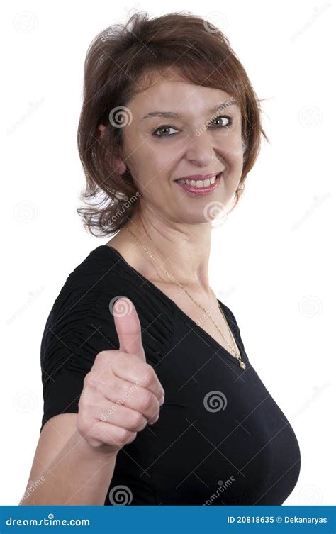 Beautiful Brunette Mature Woman Giving Thumbs Up Stock Image Image Of Business Person 20818635