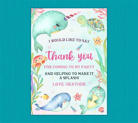 Whale Shark Fish Ocean Under The Sea Party Thank You Cards Paper