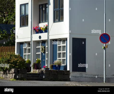 Reykjavik Capital City Of Iceland Tipical Icelandic Houses Stock