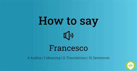 How To Pronounce Francesco In Italian