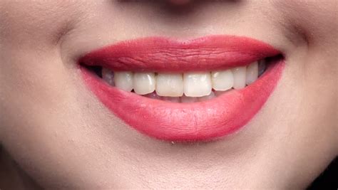 Beautiful Female Red Lips Smile Close Up Stock Footage Video 15405391 Shutterstock