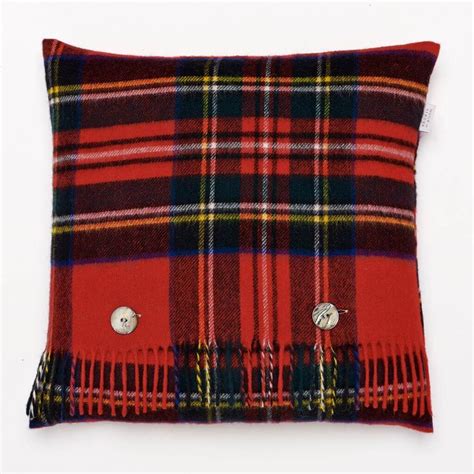 Merino Lambswool Royal Stewart Tartan Plaid Pillow Made In England