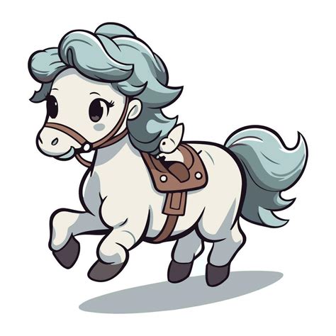Illustration Of A Cute Horse Cartoon Character On A White Background