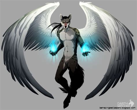 Anime White Wolf Pup With Wings Amazing Wallpapers