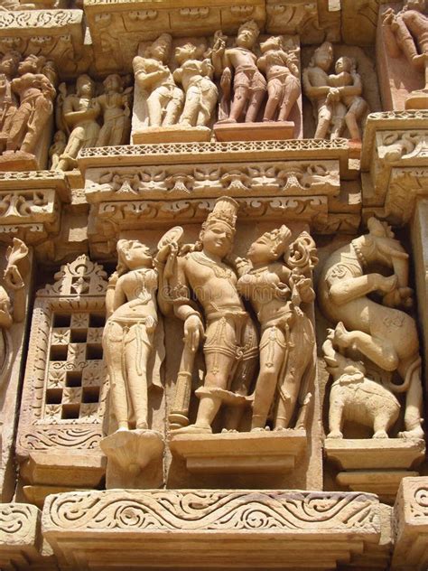 Khajuraho Temple Group Of Monuments In Indiasandstone Sculptures In