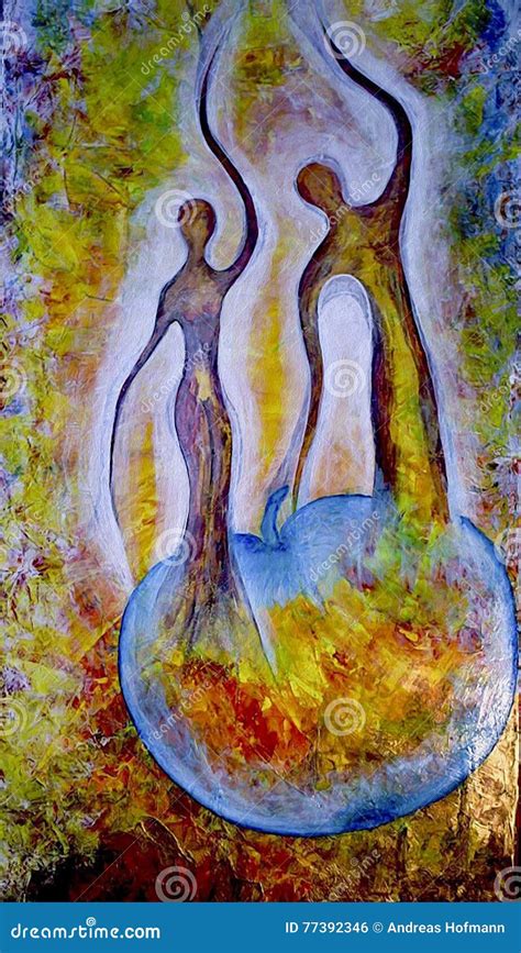 Colorful Acrylic Painting For Your Designadam And Eve Stock