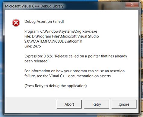 Malware programmers write virus files with malicious scripts and save them as igfxsrvc.exe with an intention to spread virus on the internet. windows - Clicking on desktop causes C++ error instead of ...