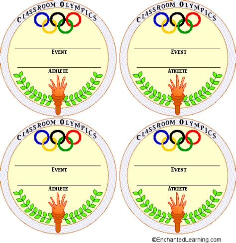 Follow the best athletes in the world and find out who won the most gold, silver and bronze medals. Medal Templates Color: 2 - EnchantedLearning.com