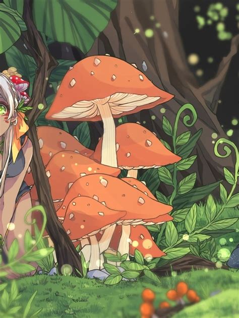 1536x2048 Anime Landscape Anime Girl Forest Mushroom For Apple Ipad