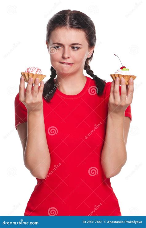 Hungry Girl Stock Image Image Of Background Cake Brunette 29317461