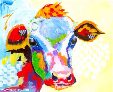 Colorful Cow Painting Acrylic Tutorial Beginner Abstract Lesson By