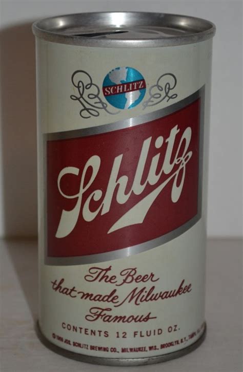 Schlitz Vintage Pull Tab Beer Can 1969 Jos Schlitz Brewing Co 12