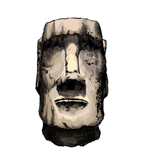 Moai Statue Easter Island Statue From A Splash Of Watercolor Colored