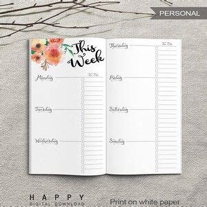 Printable Daily Planner Inserts Personal Daily Planner Etsy Personal