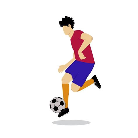 Vector Illustration Of A Male Soccer Player Character Kicking And