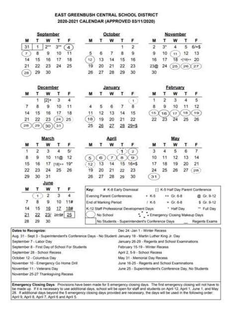 2020 21 School Calendar Is Now Available East Greenbush Csd