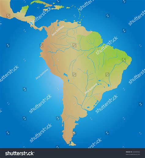 Geographical Map Continent South America Stock Illustration 32690302
