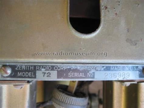 72 722 Radio Zenith Radio Corp Chicago Il Build Radiomuseum