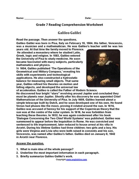 Class 7 Comprehension Practice Three Brothers Seventh Grade Reading