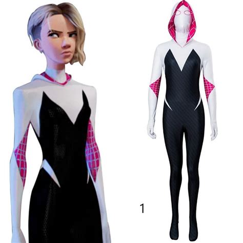 Gwen Stacy Cosplay Costume Into The Spider Verse Ghost Gwen Bodysuit Lycra Suit Free Shipping