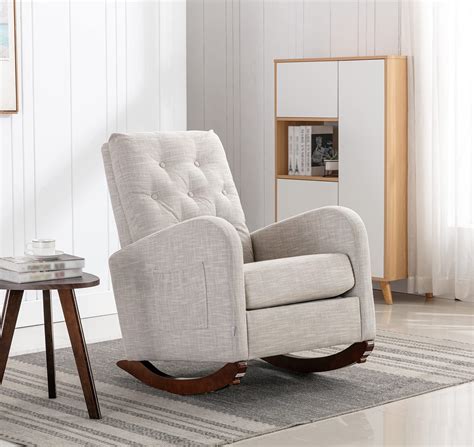 Modern Accent Rocking Chair Upholstered Nursery Glider Rocker For Baby