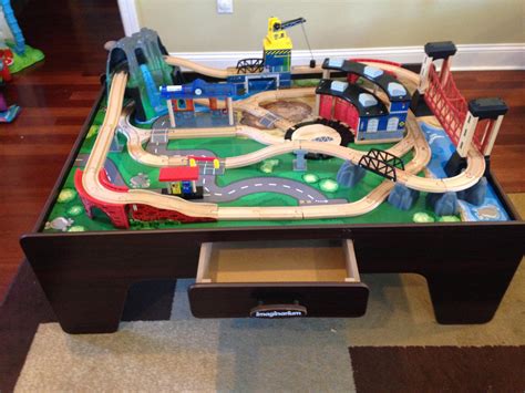 Imaginarium Classic Train Table With Roundhouse Wooden Train Set On