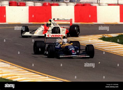 Motor Racing Nigel Mansell Leads Ayrton Senna During Practice For Brazilian Grand Prix Brazil