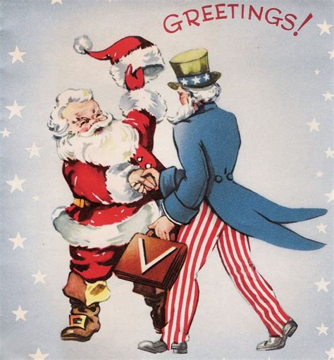 Christmas gnome christmas lights christmas cards tiles texture card making inspiration brush pen embossing folder merry and bright gnomes. Santa and Uncle Sam (With images) | Vintage christmas greeting cards, Retro christmas cards ...