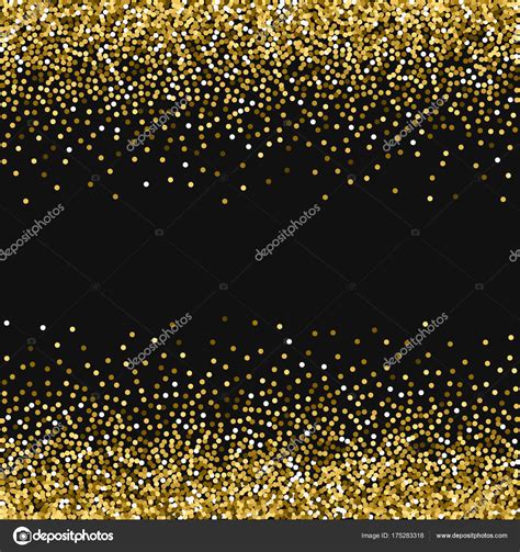 Round Gold Glitter Scattered Border With Round Gold Glitter On Black