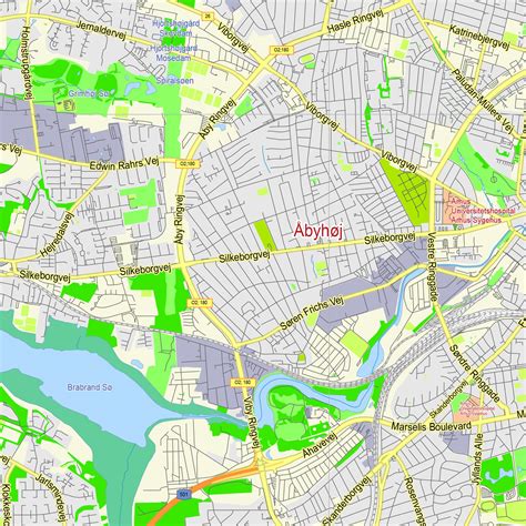 Aarhus Denmark Detailed City Map Editable Pdf Map Custom Etsy