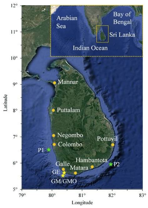 Map Of Sri Lanka And Its Location In The Indian Ocean Major Towns