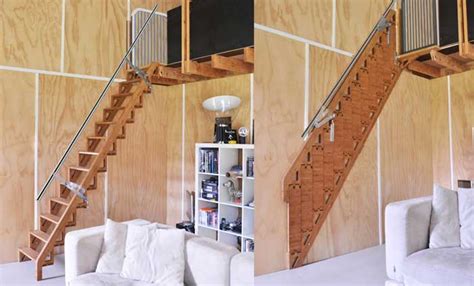 The Folding Staircase Against The Wall The Perfect Space Saving Idea