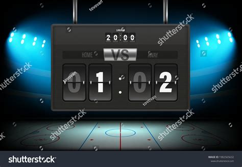 Illuminated Ice Hockey Stadium Scoreboard Score Stock Vector Royalty