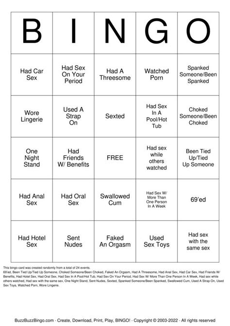 Sex Bingo Bingo Cards To Download Print And Customize