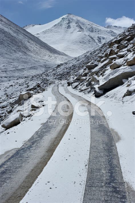 Snowy Mountain Road To Nowhere Stock Photos