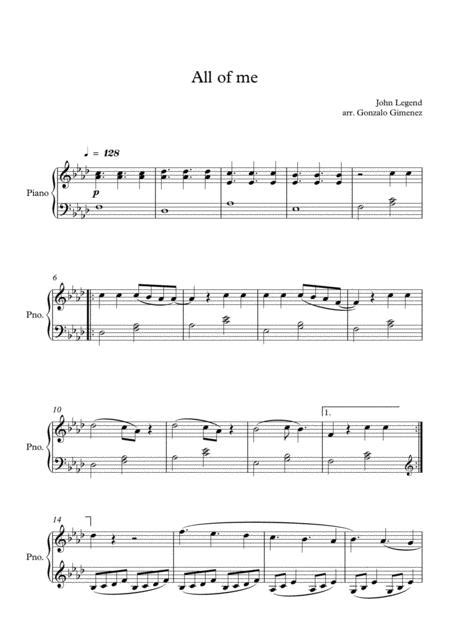 Top quality, printable piano sheet music to download instantly. John Legend - All Of Me (piano Solo Late Beginners Level ...