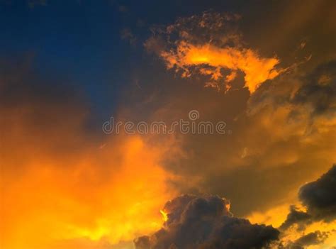 Beautiful Sky And Golden Cloud On Sunset In The Twilight Time Stock