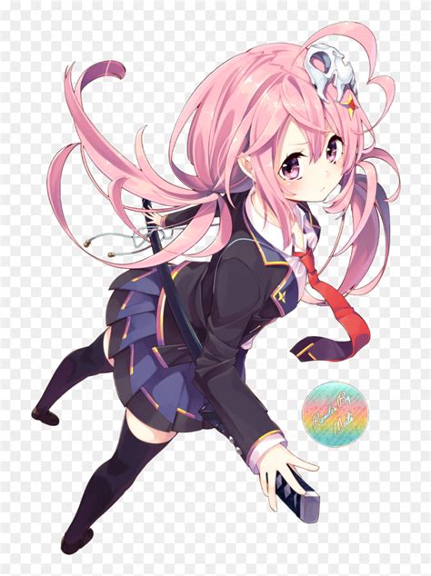 Transparent Pink Hair Png Pink Hair Anime Girl Render Png Download